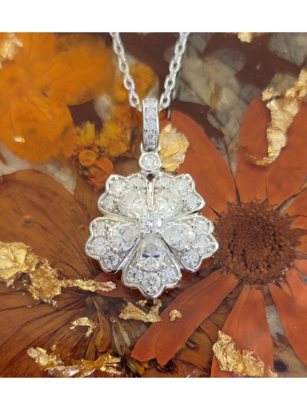 2.66ct Moissanite Clover Necklace S925 Sterling Silver NWT